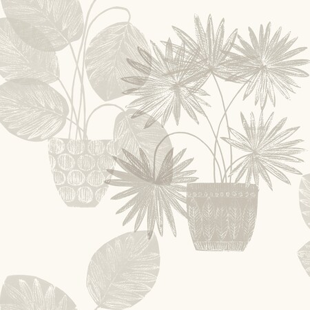 Manhattan Comfort Manosque Aida Light Grey Potted Plant 27 ft L X 27 in W Wallpaper BR4014-87555